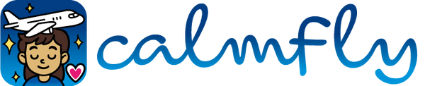 CalmFly App-Logo: Flugzeug über entspannter Person mit Herz – beruhigend fliegen mit der CalmFly App gegen Flugangst und für entspannte Reisen.